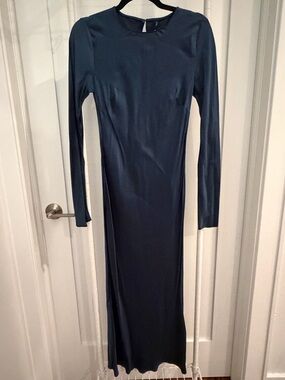 Mango Long Sleeve Navy Dress